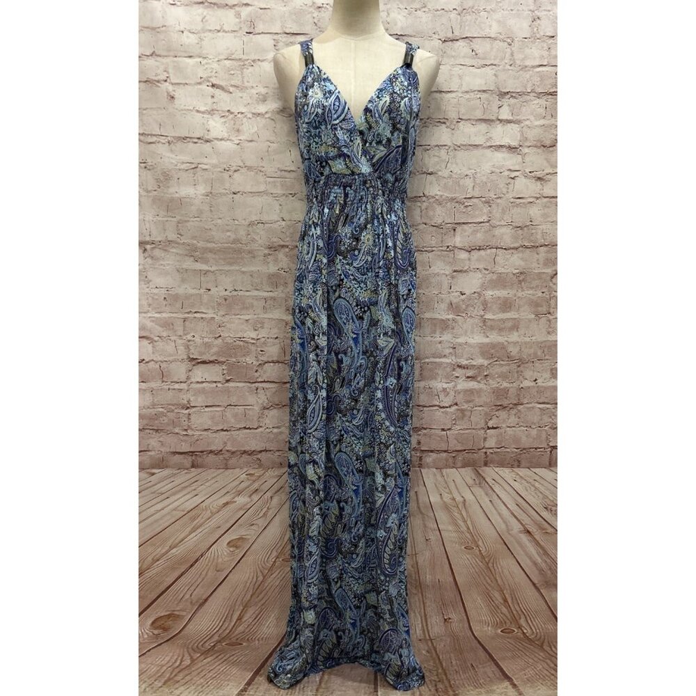 Lascana Womens Resort Tropical Summer Blue Paisley Print Maxi Dress NEW Size 4